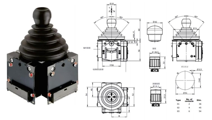 The F14 is a powerful master controller with a compact design for use in remote control and electro-hydraulic systems. The control unit adopts modular design and has strong versatility.